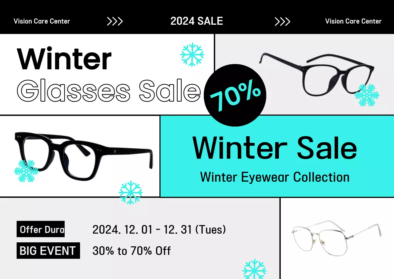 Light Blue Modern Glasses Winter Sale Promotion