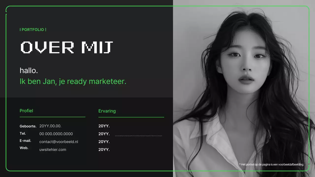 Portfolio met eenvoudige korrelige illustraties in neonkleuren voor het nieuwe jaar