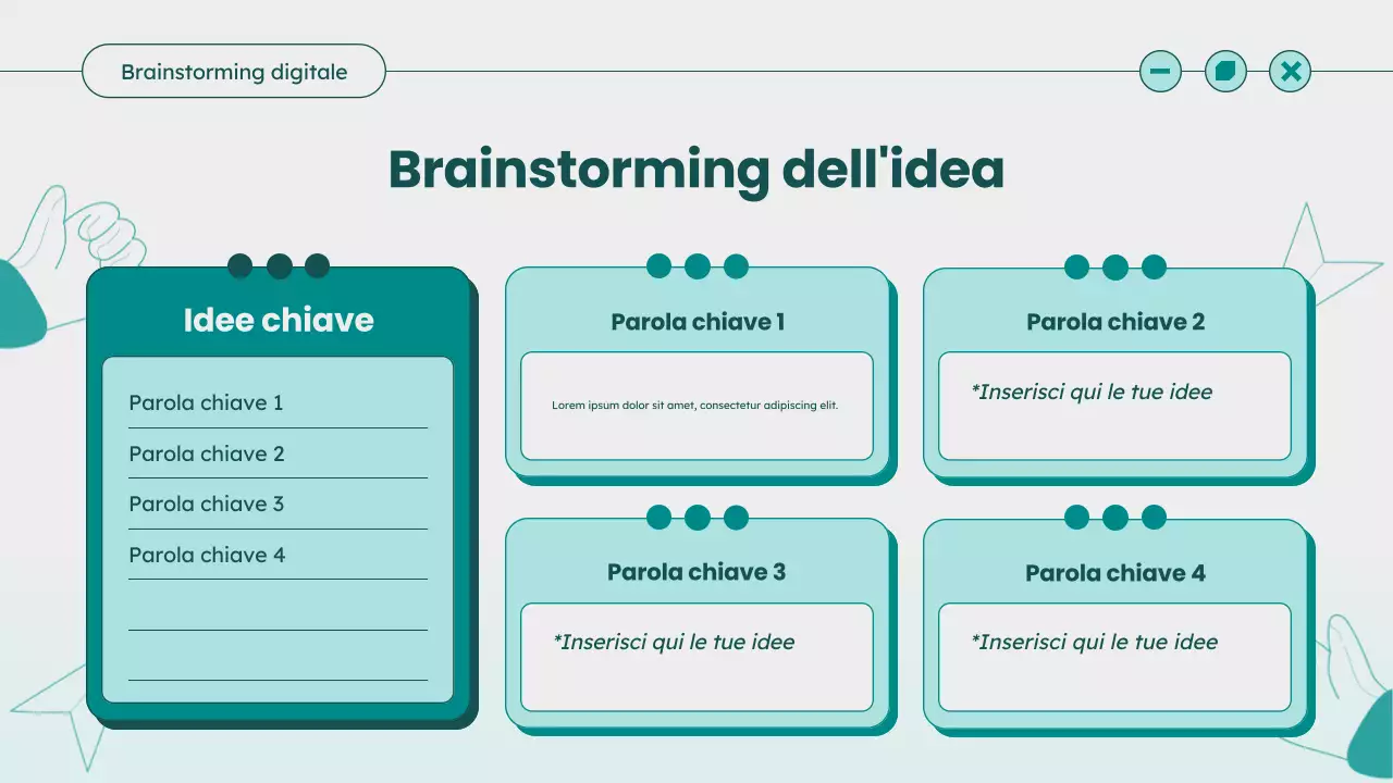 Guida alle idee per il Brainstorming moderno in verde acqua