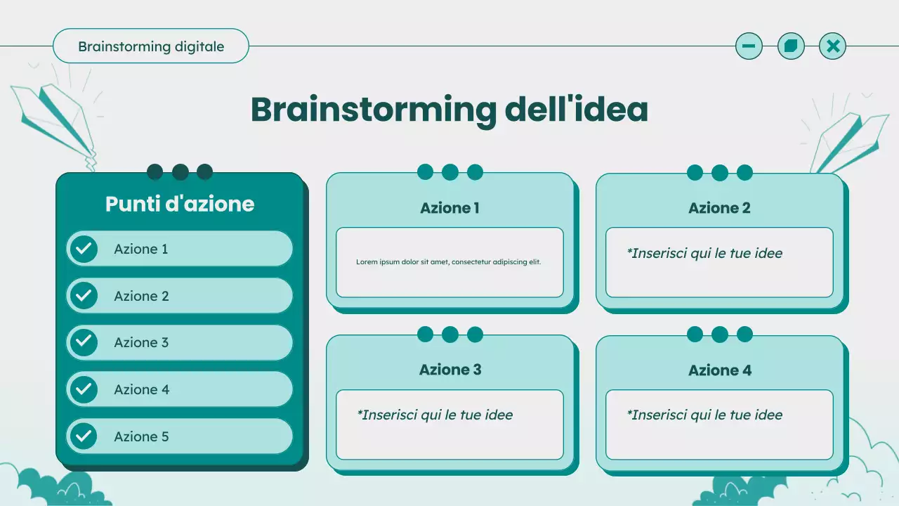 Guida alle idee per il Brainstorming moderno in verde acqua
