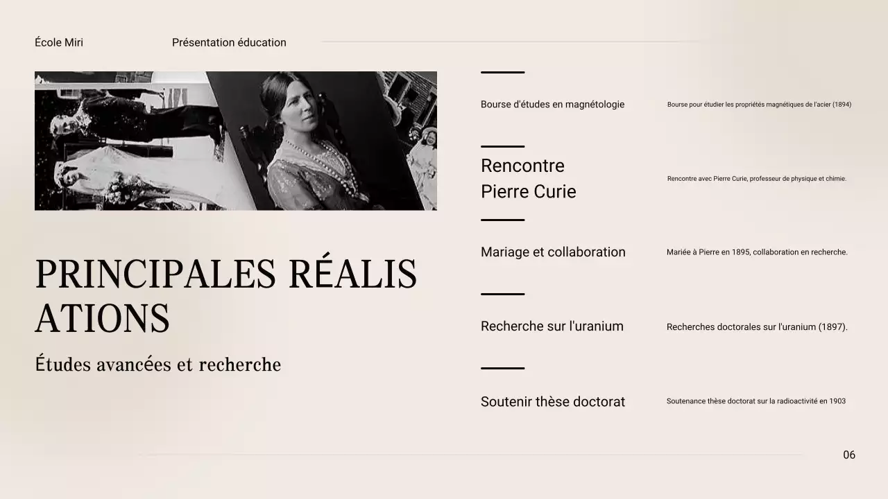 Noir et beige Vintage Minimal Exploring the Life of Marie Curie Class Material