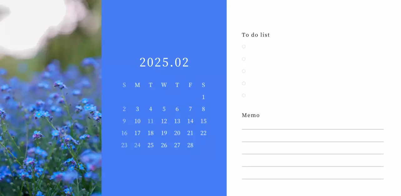カラフルで美しい花のカレンダー