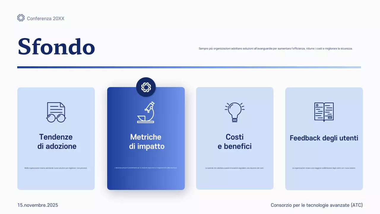 annuncio della conferenza sul futuro moderno blu