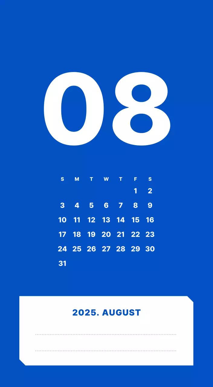 カラフルでシンプルな数字カレンダー