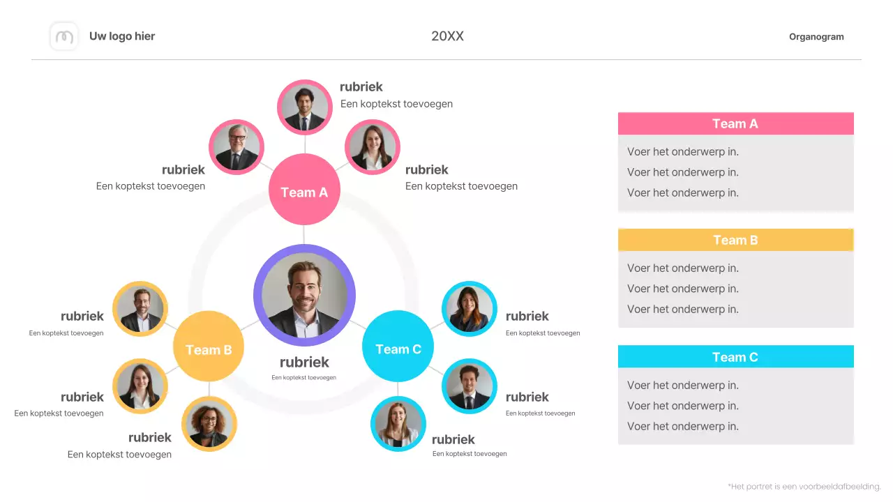 kleurrijk eenvoudig organigram infographics layout