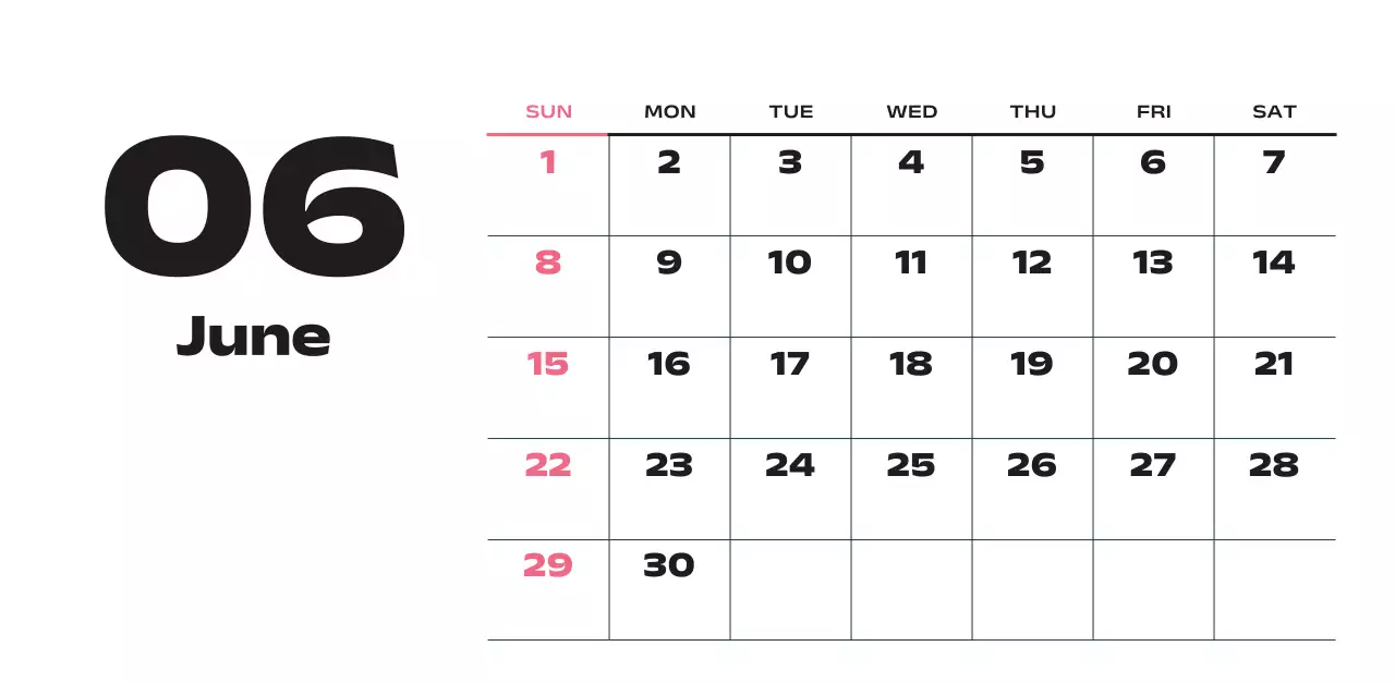 黒と白のモダンな2025年カレンダー