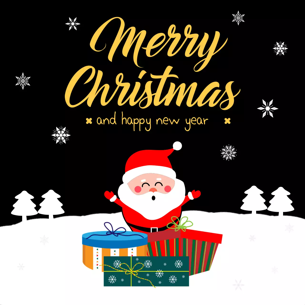 검정 아기자기한 크리스마스 카드