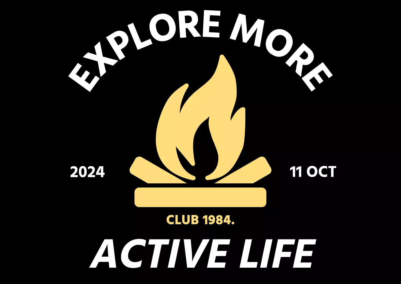 Promosi berkemah sederhana dengan ikon api unggun