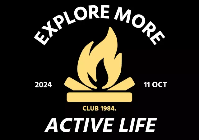 Promosi berkemah sederhana dengan ikon api unggun