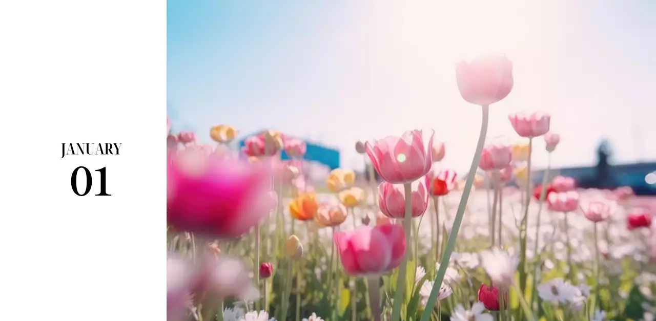 黒と白のシンプルな花写真2025年版カレンダー