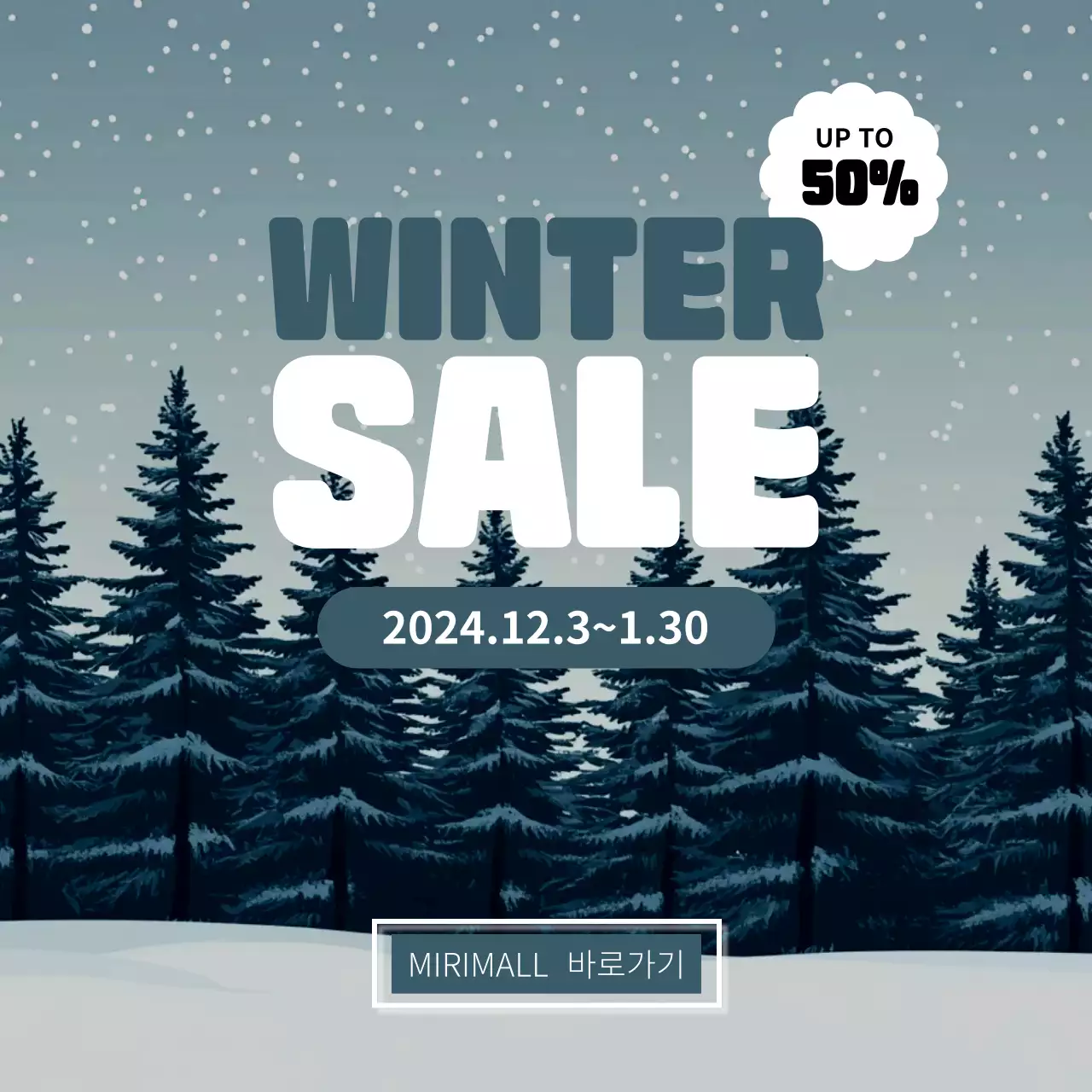 회색 모던 겨울 세일 공고