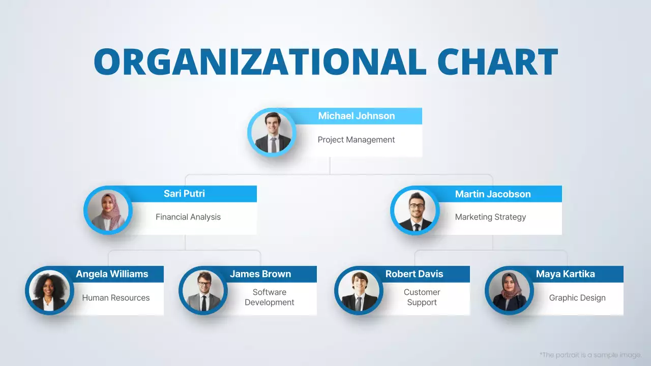 Blue Professional Organizational Chart Document Infographic
