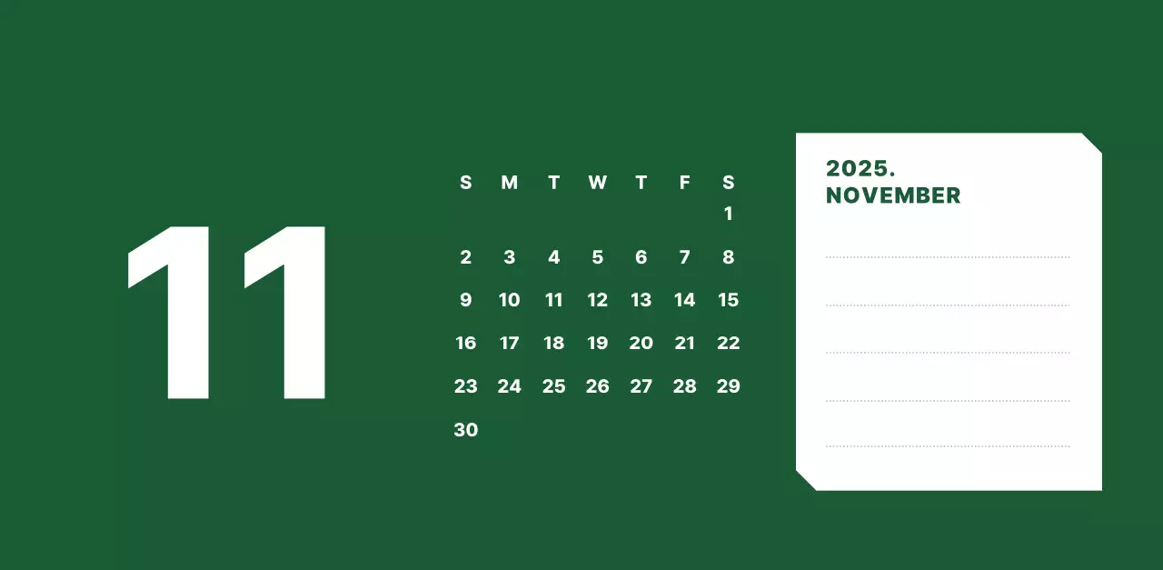 カラフルでシンプルな数字カレンダー