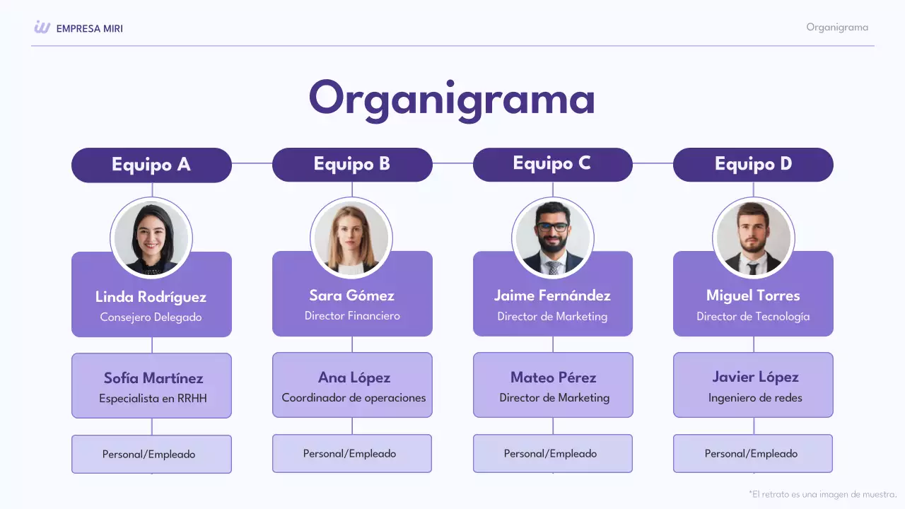 púrpura moderna colección de diseño de organigramas
