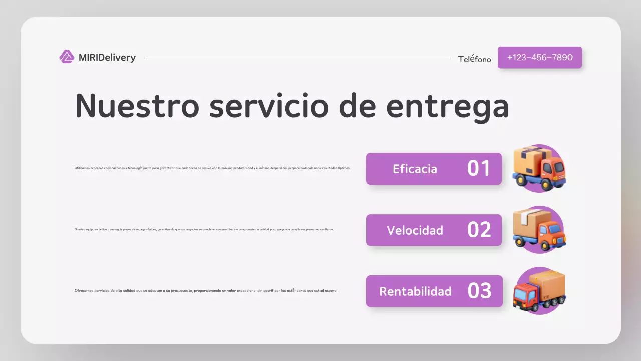 Presentación de la entrega en estilo de sitio web moderno y colorido