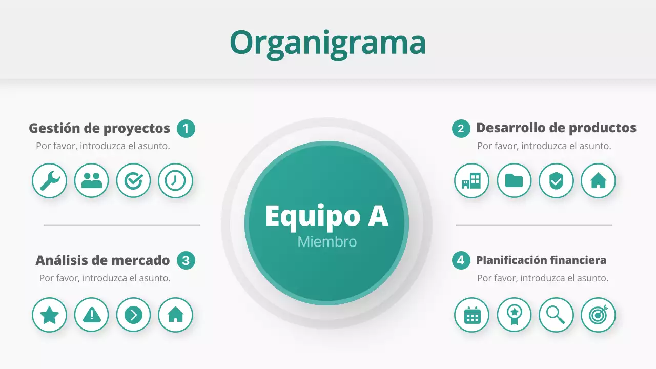 diseño de organigrama simple teal