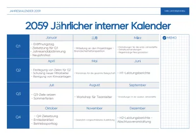 Blauer Standard-Jahresplanungskalender