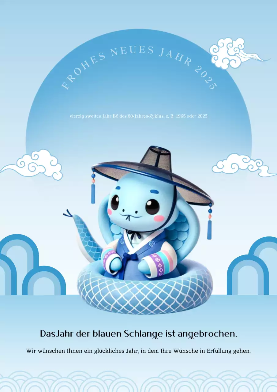 Traditionelle Neujahrsgrüße in Hellblau