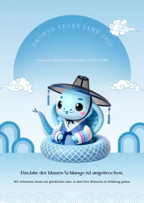 Traditionelle Neujahrsgrüße in Hellblau