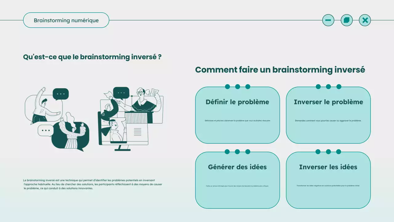 Guide d'idées de brainstorming moderne sarcelle