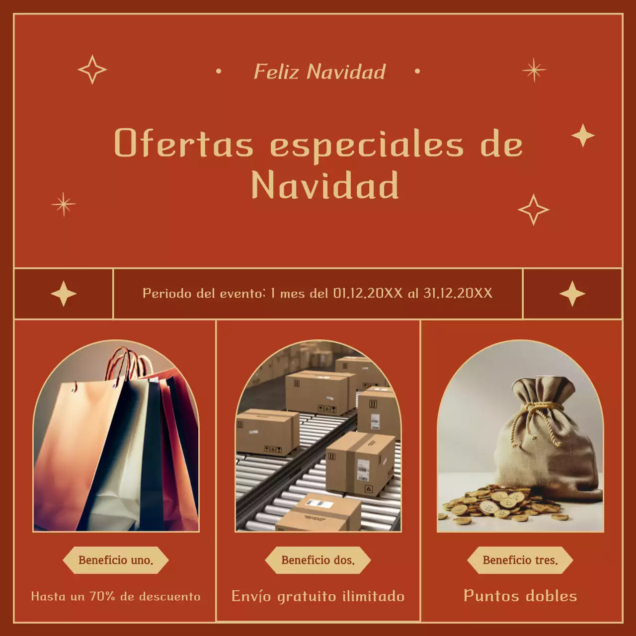 Anuncio navideño vintage marrón