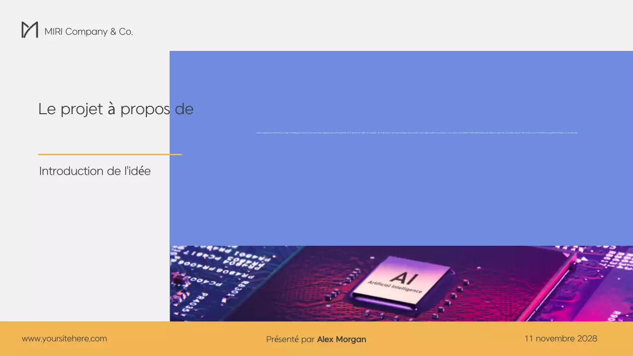 Plan d'affaires moderne en bleu et jaune