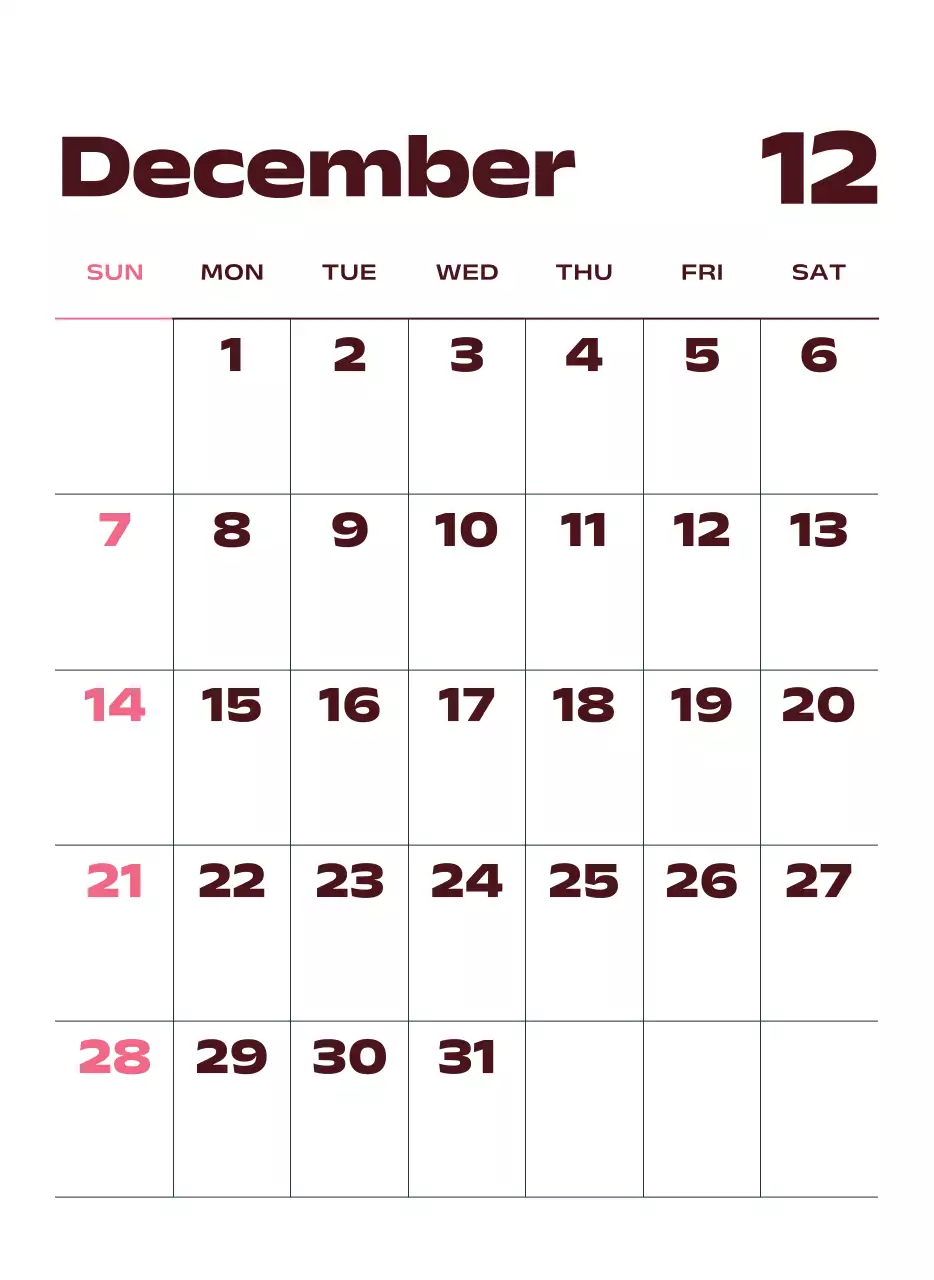 黒と白のモダンな2025年カレンダー