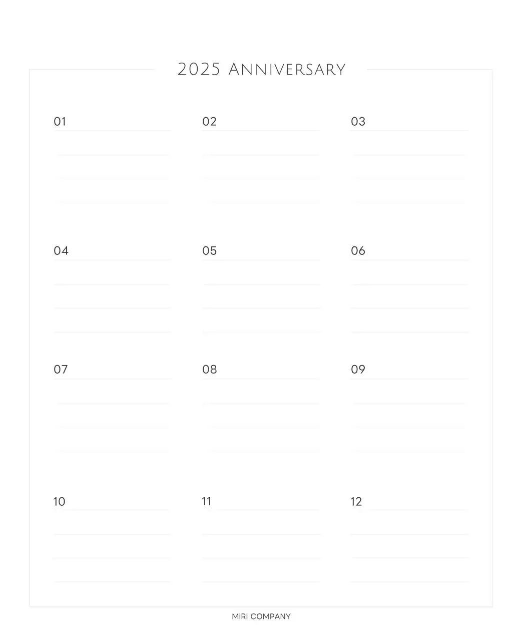 白と黒のシンプルな2025年版数字卓上カレンダー