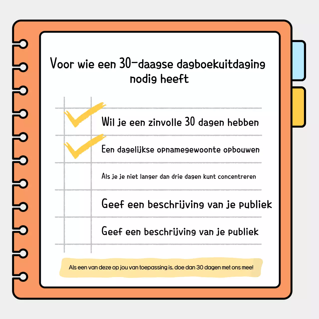 Oranje eenvoudig dagboek