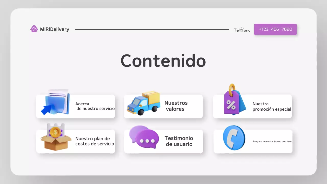 Presentación de la entrega en estilo de sitio web moderno y colorido