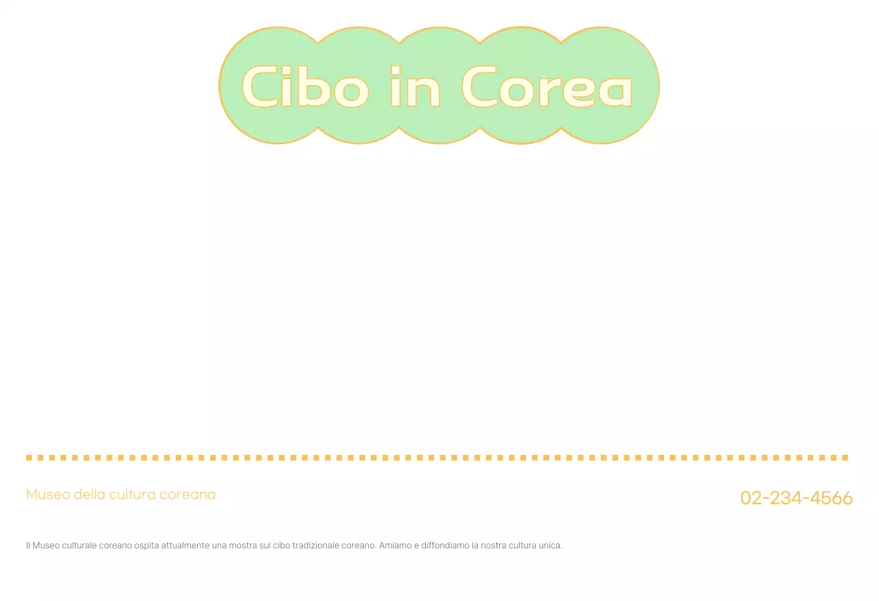 Cartolina con cibo coreano tradizionale alla menta