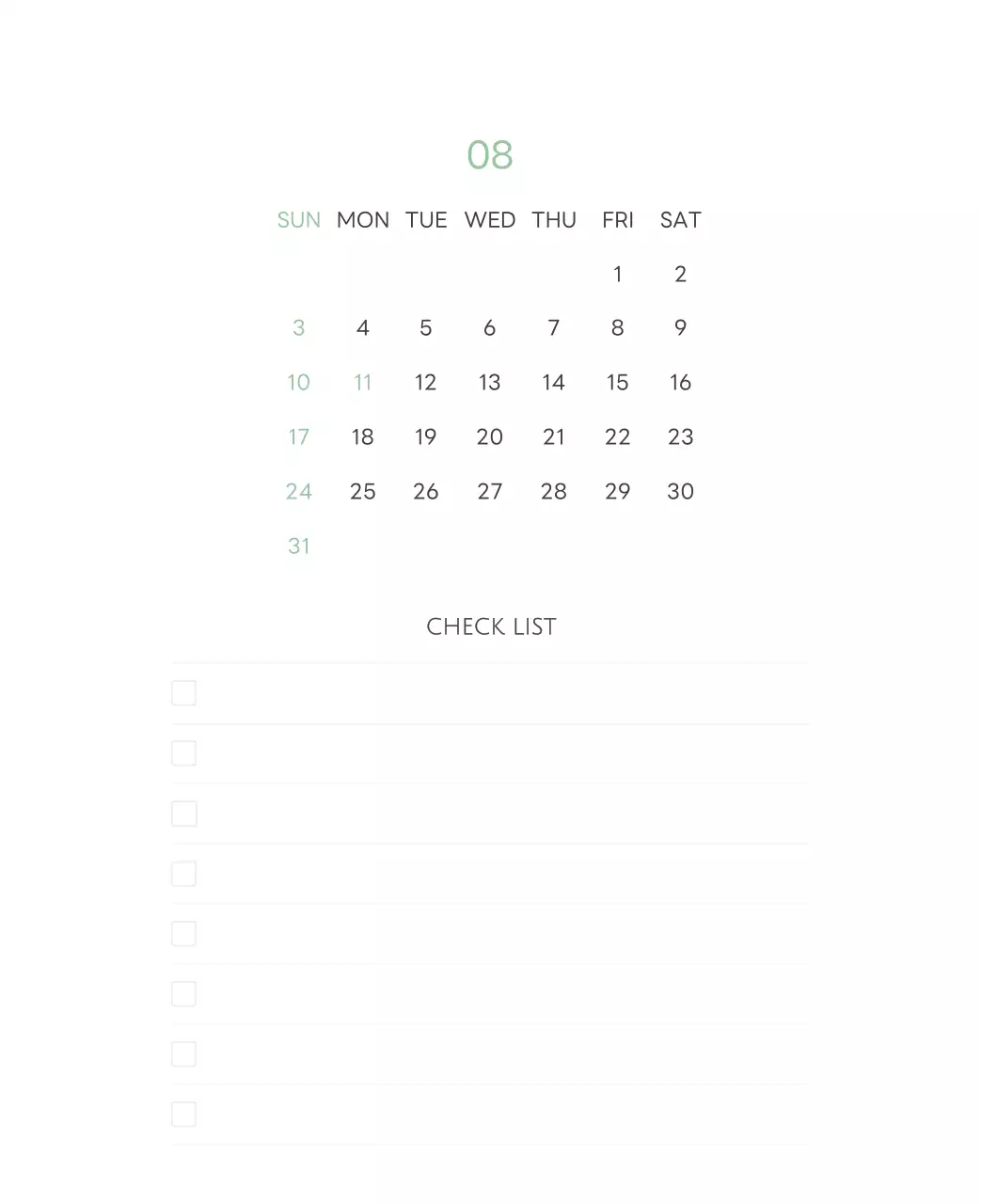 白と黒のシンプルな2025年版数字卓上カレンダー