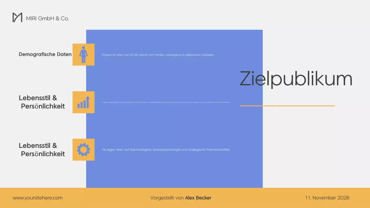 Moderner Businessplan in Blau und Gelb