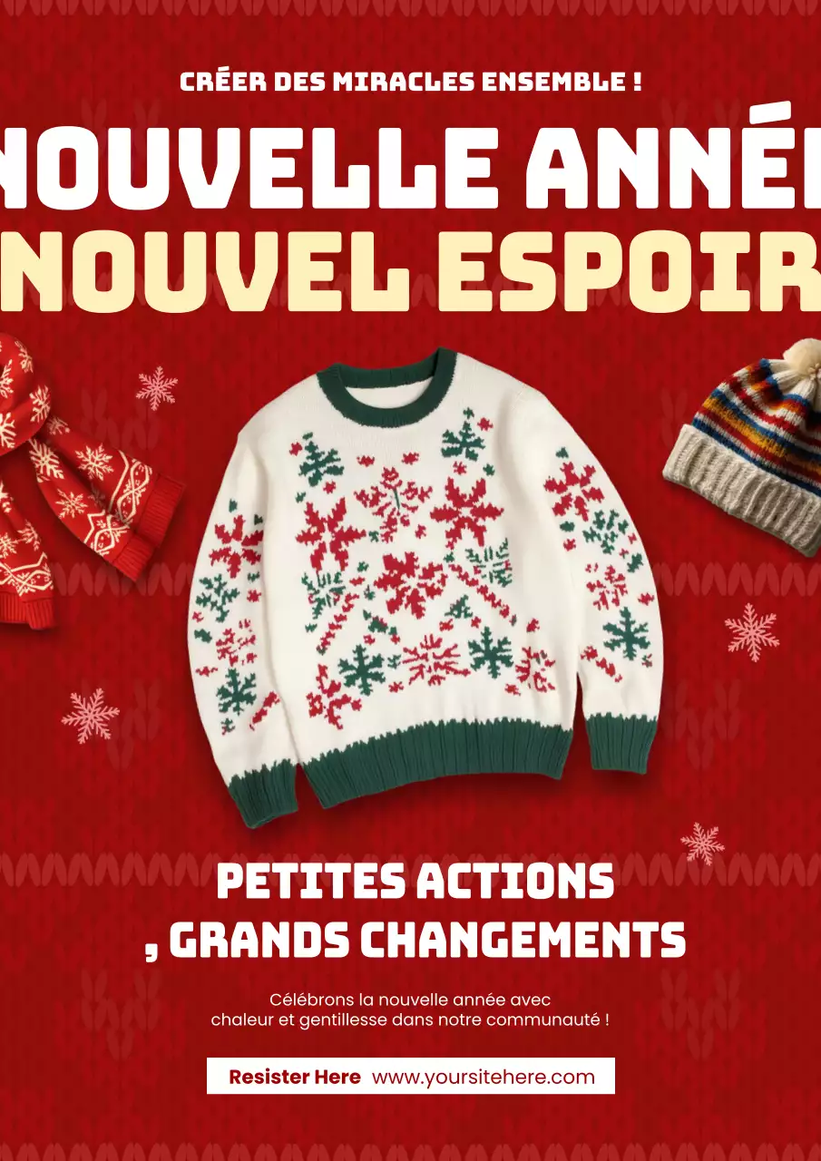 invitation festive rouge pour les fêtes de fin d'année