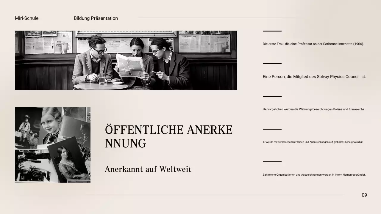 Schwarz und Beige Vintage Minimal Exploring the Life of Marie Curie Class Material