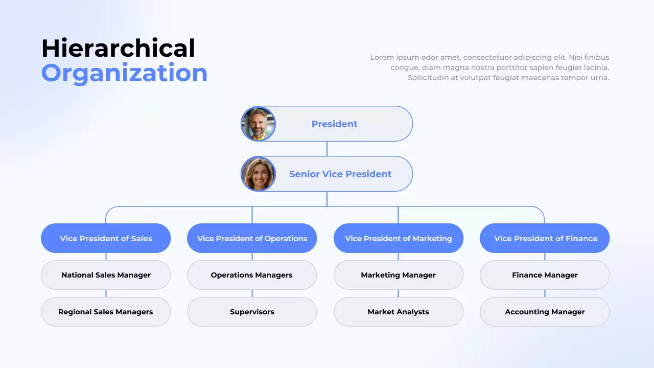 Blue Modern Organization Chart Infographic