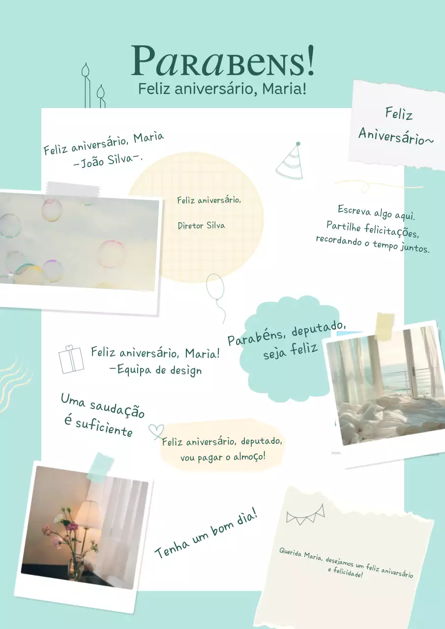 Cartão de feliz aniversário com sabor a menta