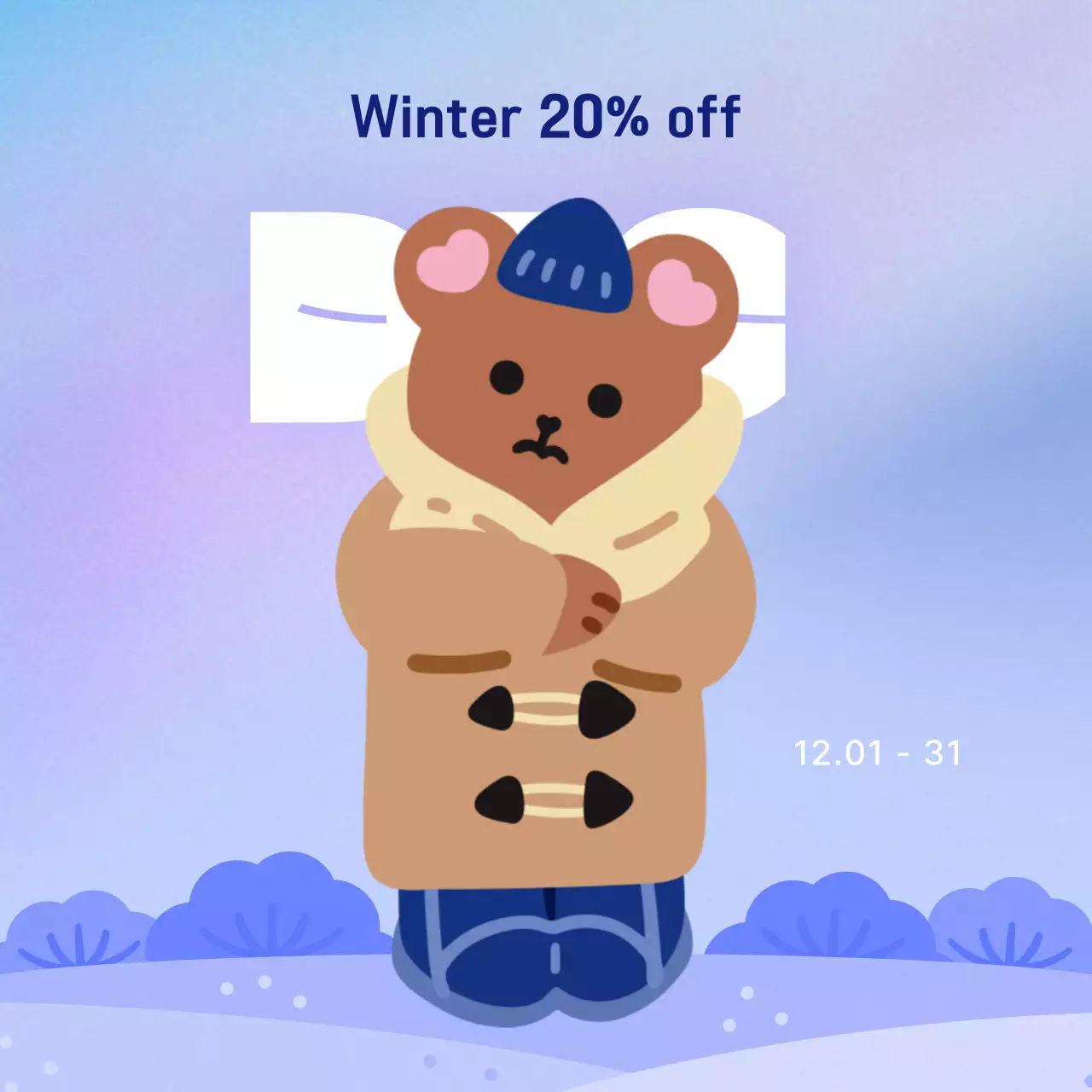Blue Trendy Winter Promotion Instagram Carousel