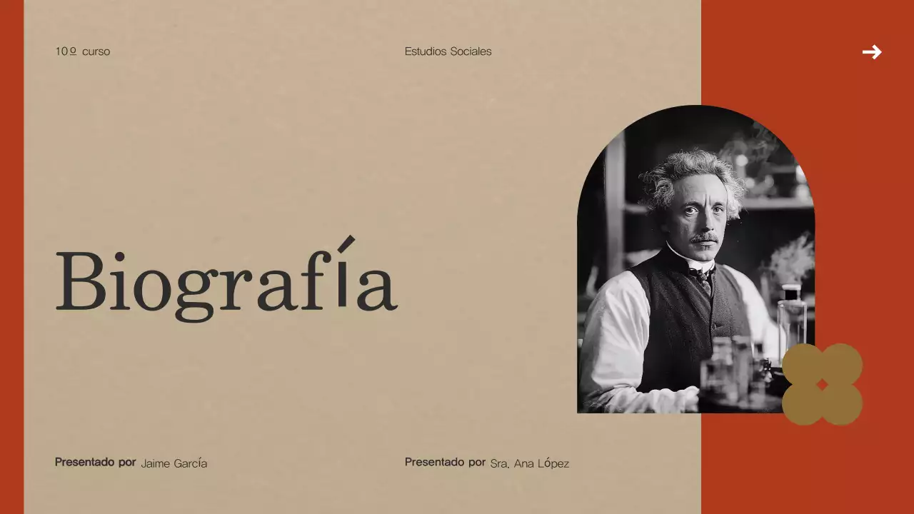 plantilla de presentación de biografía vintage beige