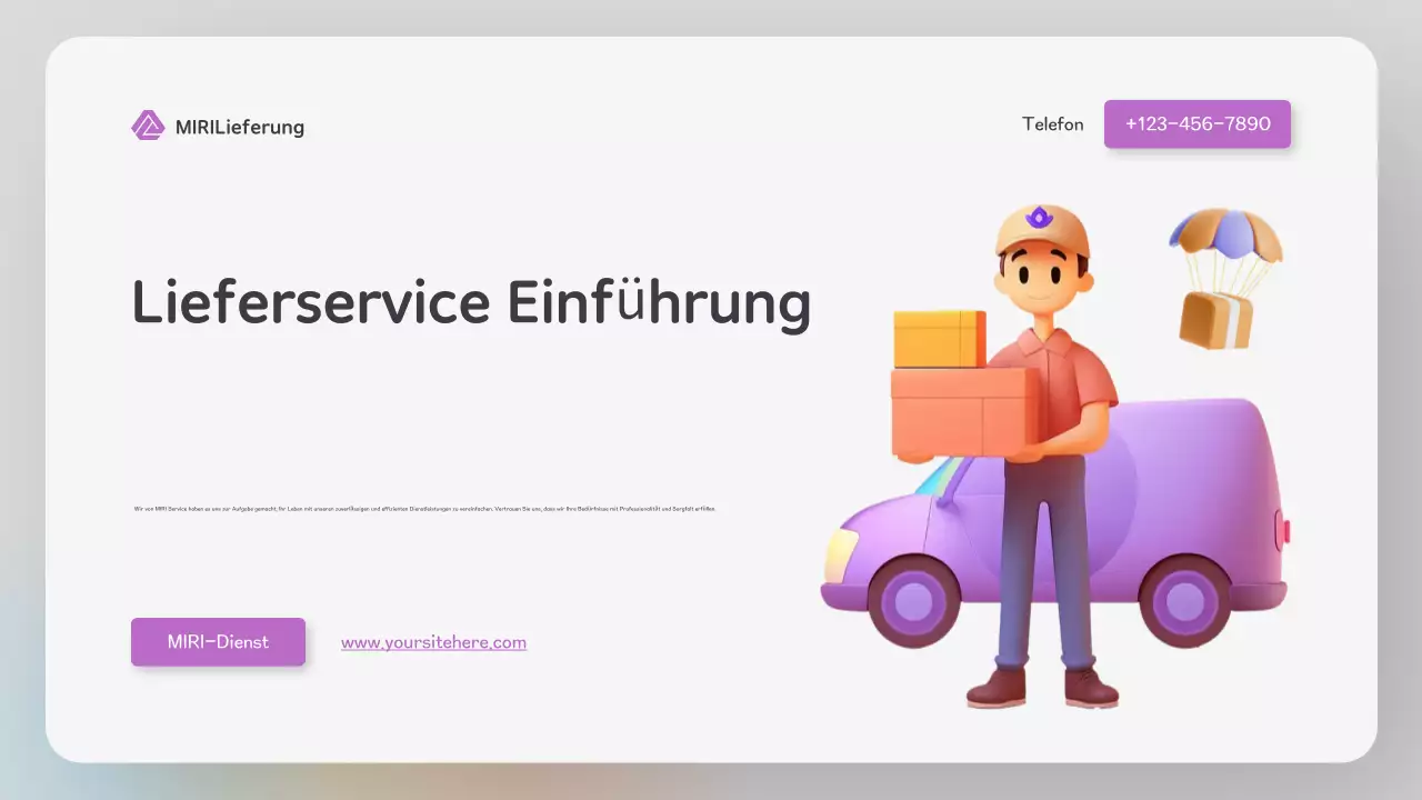 Moderne farbenfrohe Website im Stil einer Lieferpräsentation