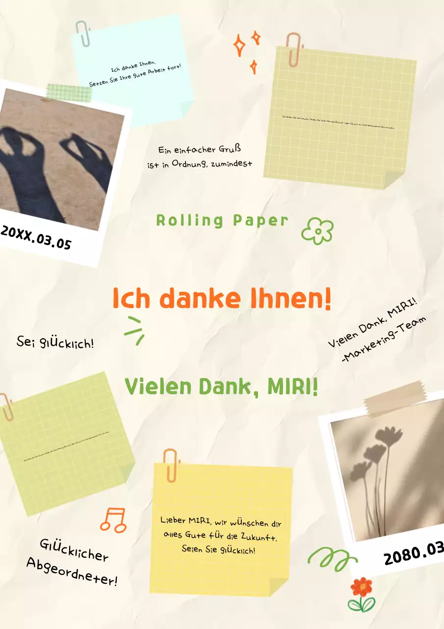 Niedliche orangefarbene Dankeskarte