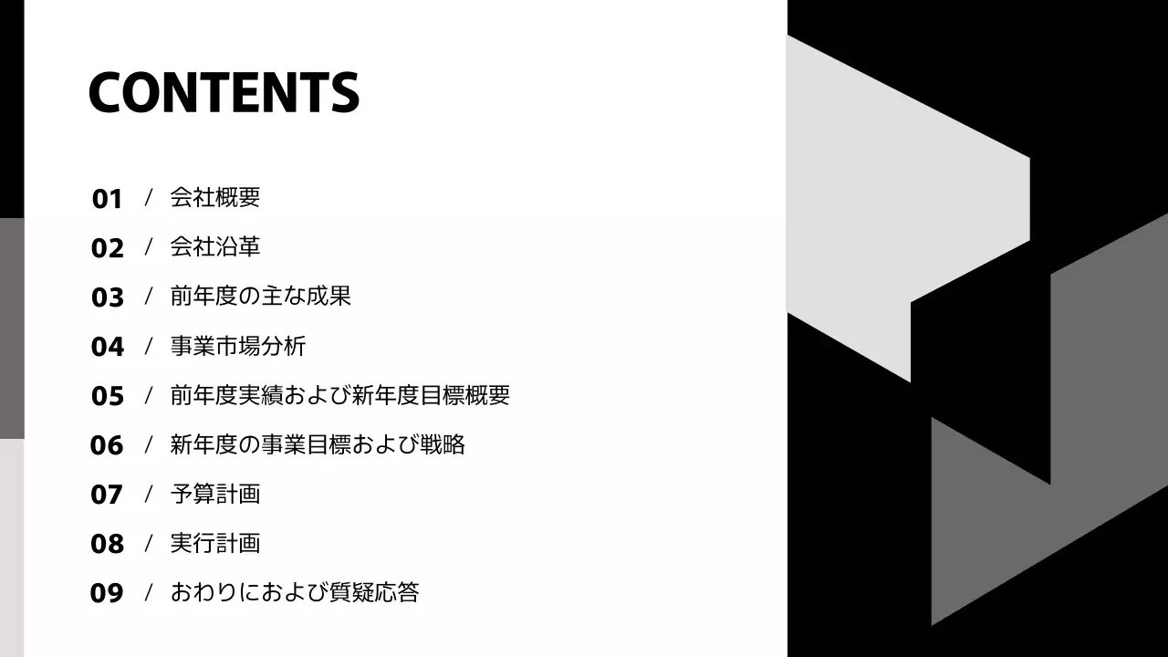 白黒 モダン 事業計画書 計画書 プレゼンテーション