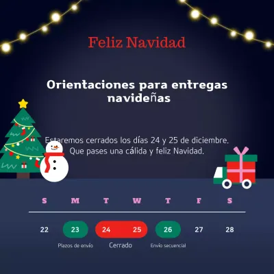 Azul marino ordenado Instrucciones de entrega en Navidad