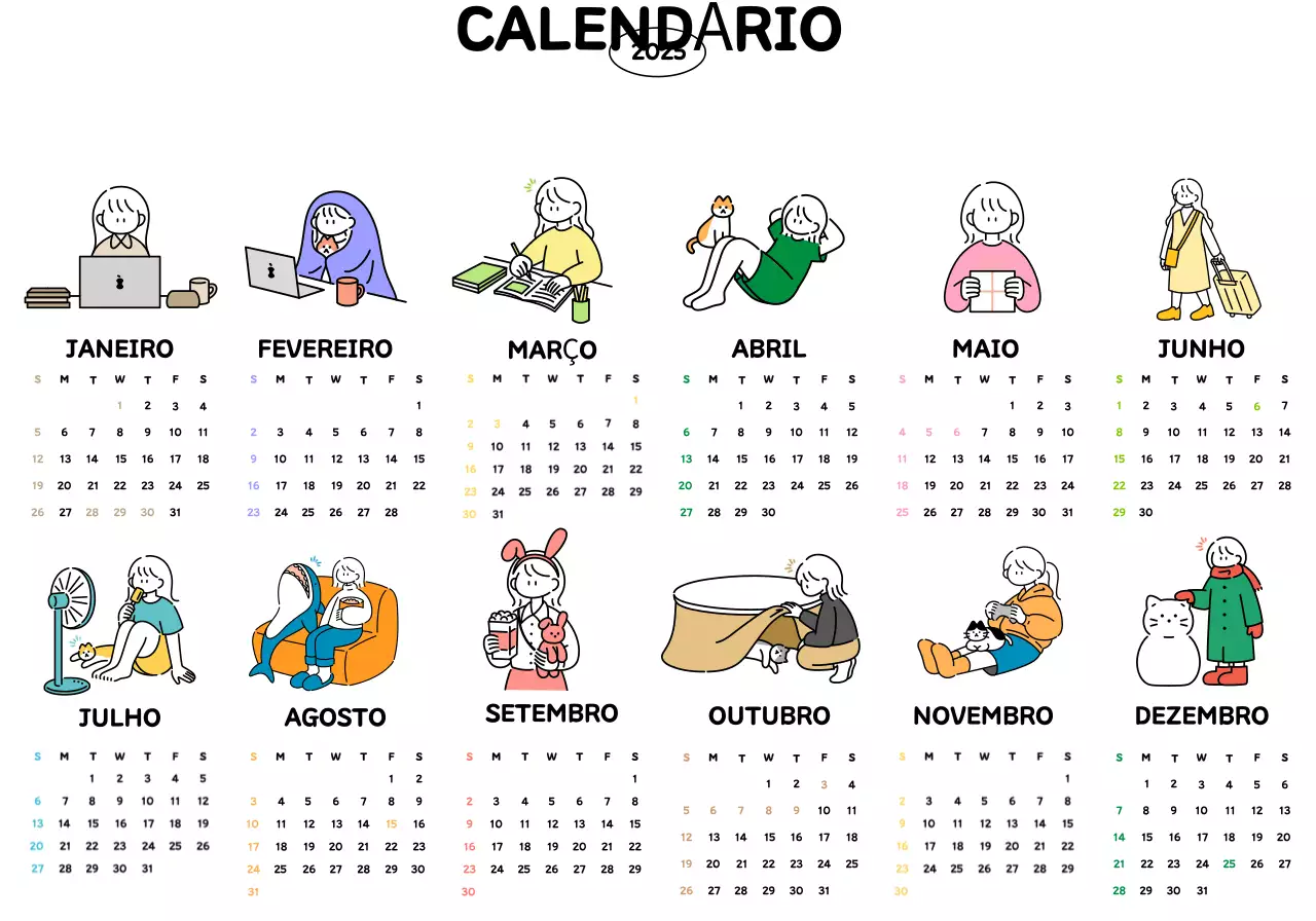Um calendário bonito