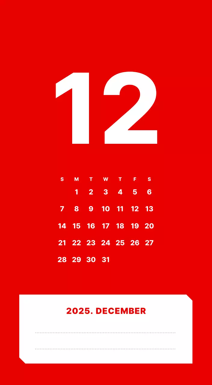 カラフルでシンプルな数字カレンダー