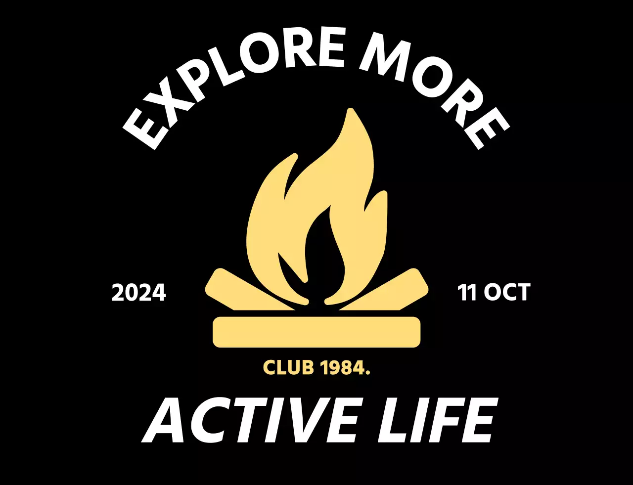 Promosi berkemah sederhana dengan ikon api unggun