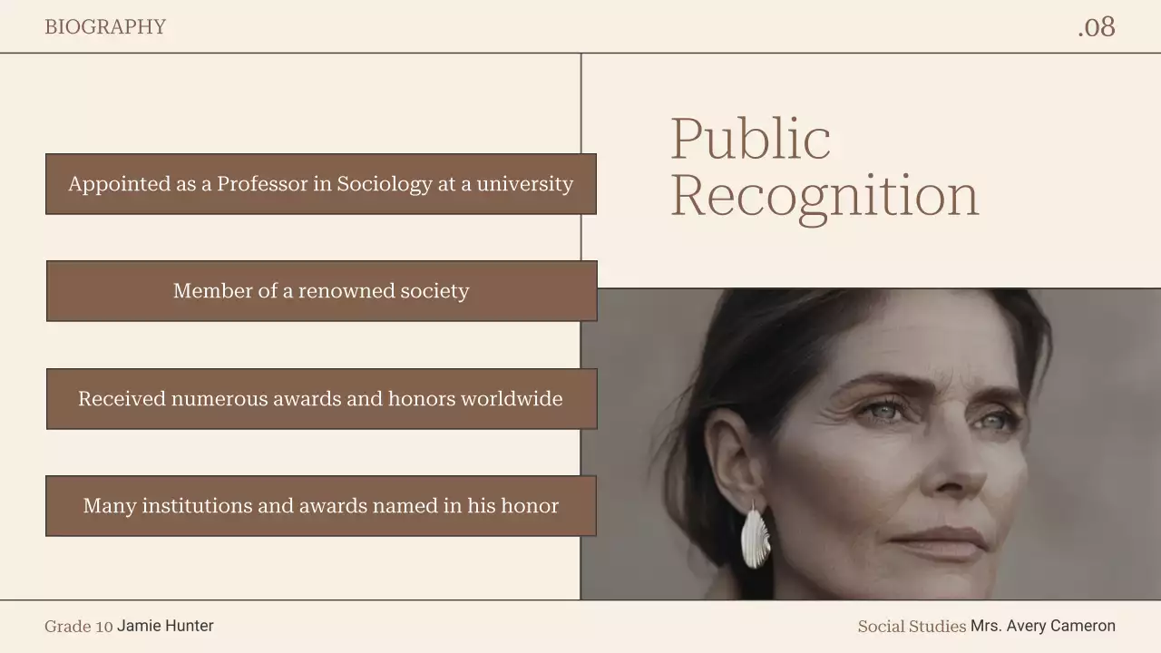 Brown Classic Biography Document Presentation