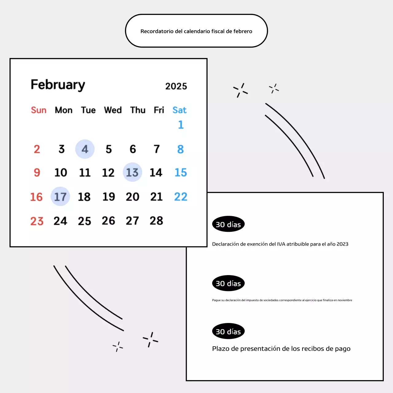 Guía del calendario fiscal moderno azul