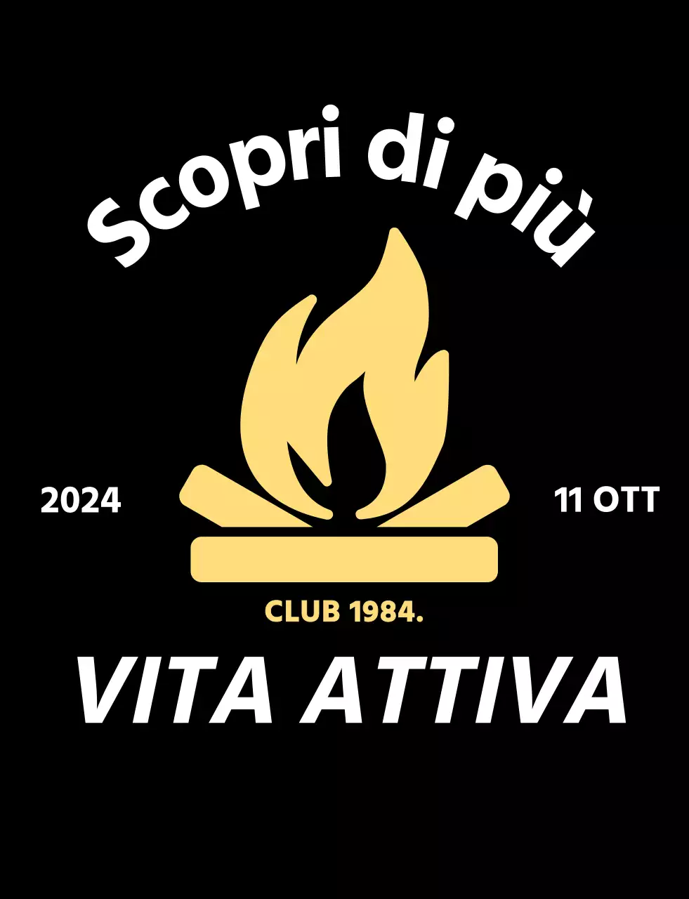 Semplice promozione del campeggio con l'icona di un falò