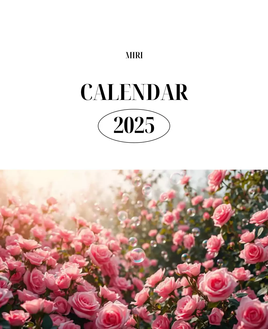 黒と白のシンプルな花写真カレンダー